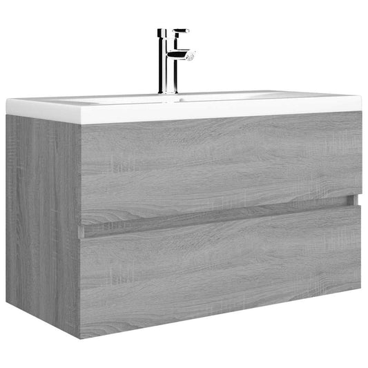 vidaXL Sink Cabinet with Built-in Basin Grey Sonoma Engineered Wood