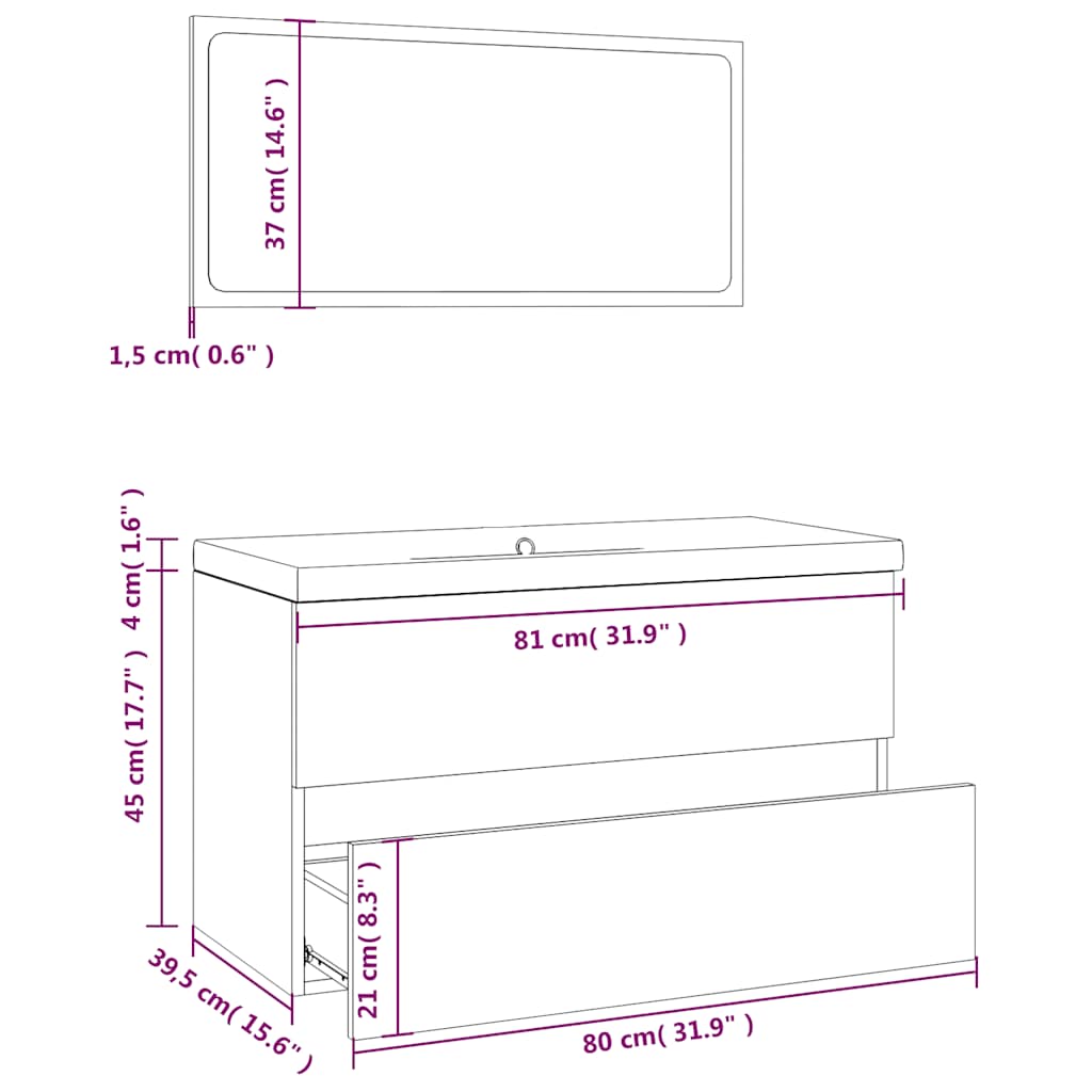vidaXL Bathroom Furniture Set Grey Sonoma Engineered Wood