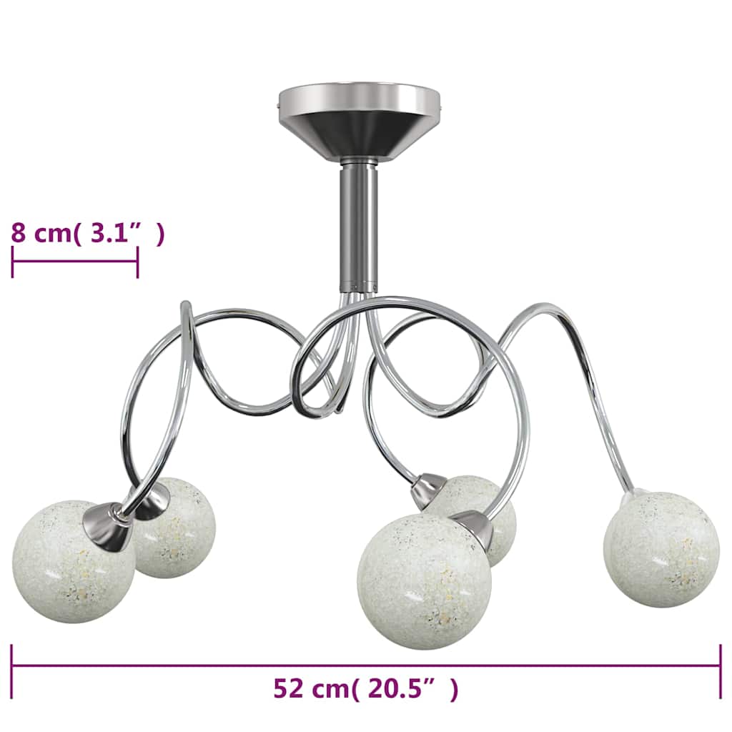 vidaXL Ceiling Lamp with Round Glass Shades for 5 G9 LED Lights