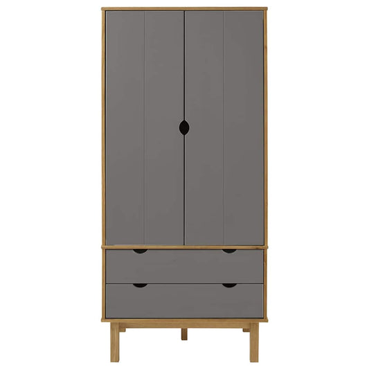 vidaXL Wardrobe "OTTA" Brown and Grey 76,5x53x172 cm Solid Wood Pine
