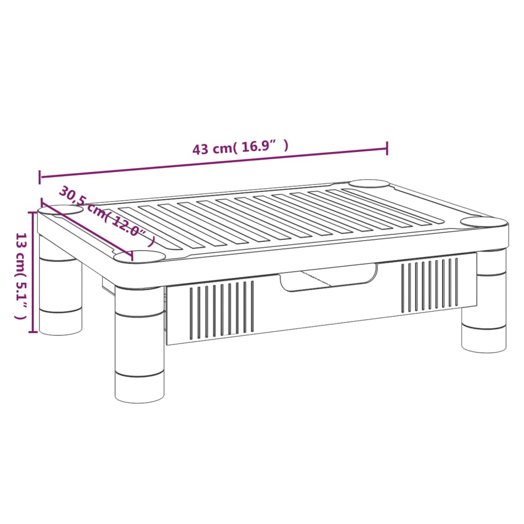 vidaXL Monitor Stand Black 43x30.5x13 cm