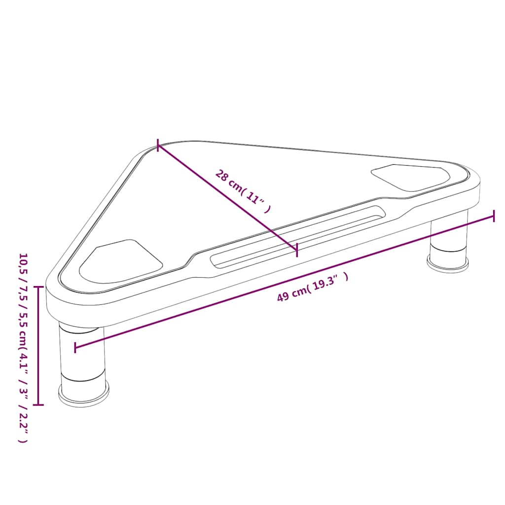 vidaXL Corner Monitor Stand Black 49x28x10,5 cm