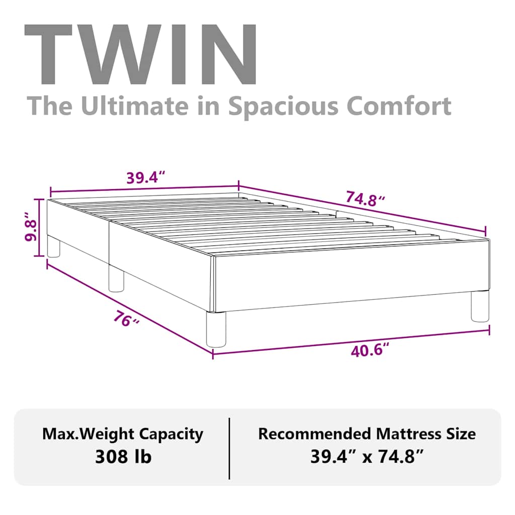 vidaXL Bed Frame without Mattress Dark Grey 100x190 cm Twin Fabric