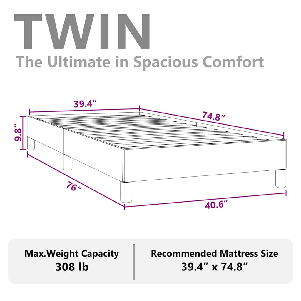 vidaXL Bed Frame without Mattress Black 100x190 cm Twin Faux Leather