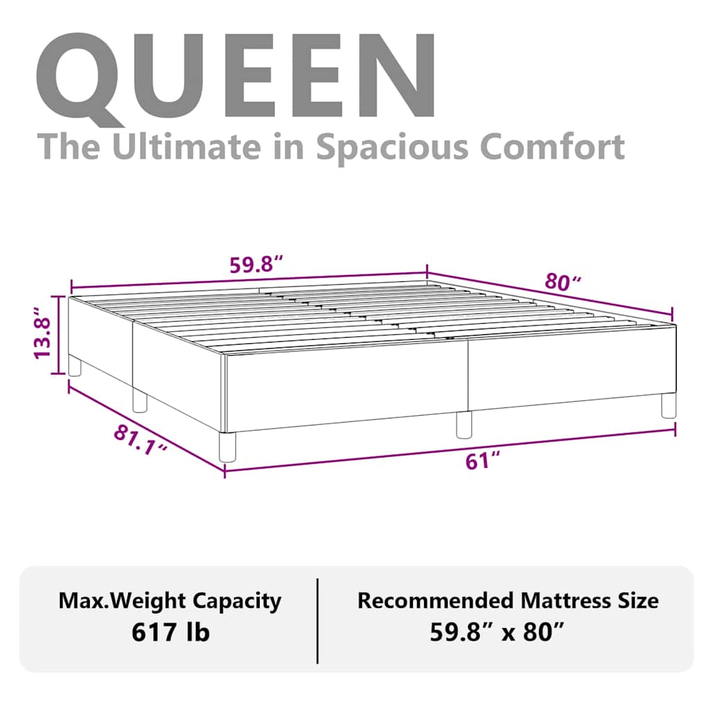 vidaXL Bed Frame without Mattress Light Grey 152x203 cm Queen Fabric