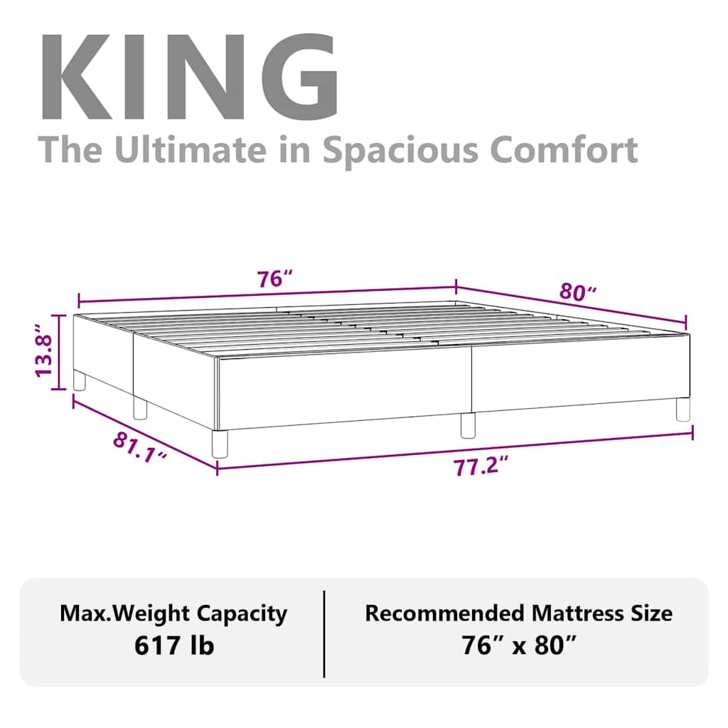 vidaXL Bed Frame without Mattress Light Grey 193x203 cm King Fabric