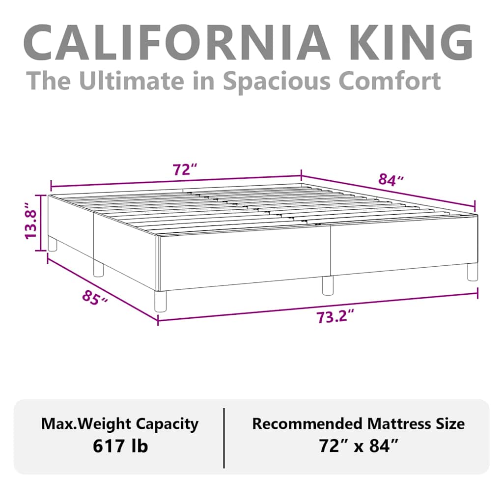 vidaXL Bed Frame without Mattress Dark Grey California King Fabric