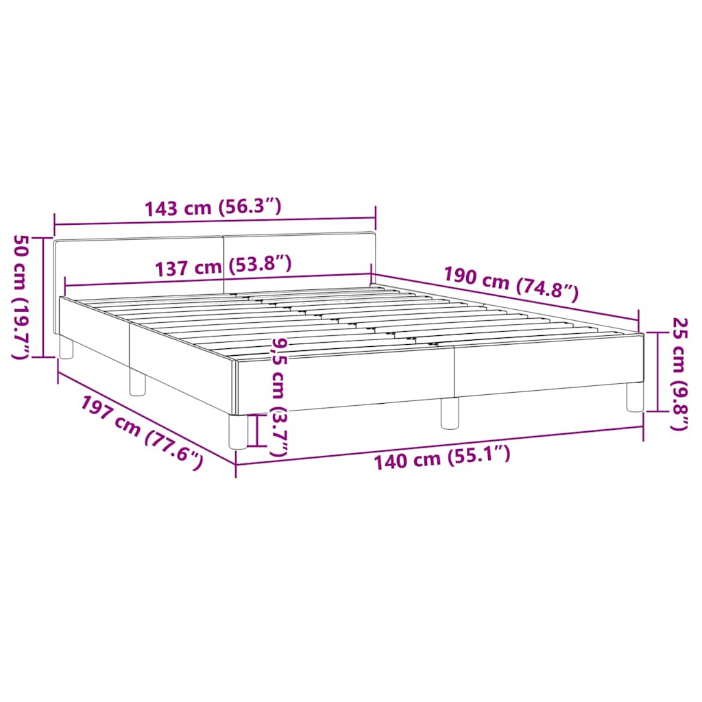 vidaXL Bed Frame without Mattress White Full Faux Leather