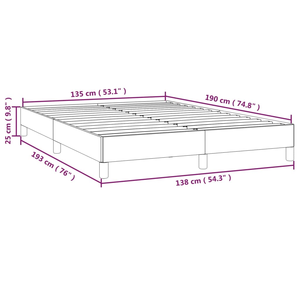 vidaXL Bed Frame without Mattress Light Grey 135x190 cm Double Double Fabric