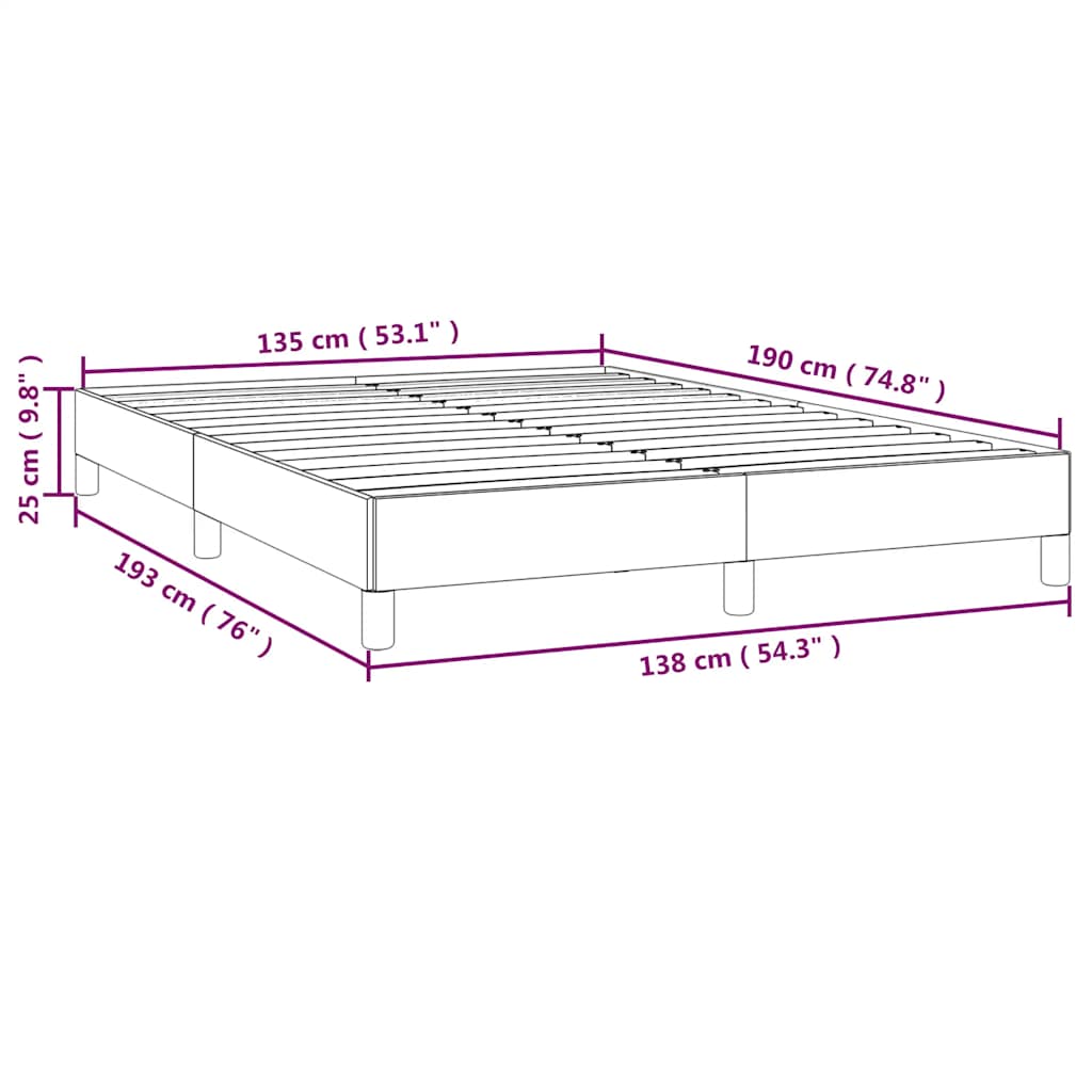 vidaXL Bed Frame without Mattress Black 135x190 cm Double Double Fabric