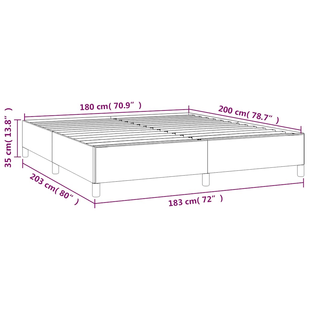 vidaXL Bed Frame without Mattress Black 180x200 cm Super King Super King Fabric