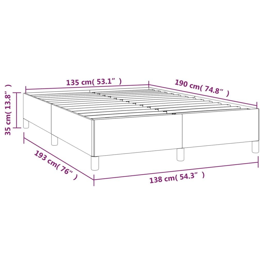 vidaXL Bed Frame without Mattress White 135x190 cm Double Double Faux Leather