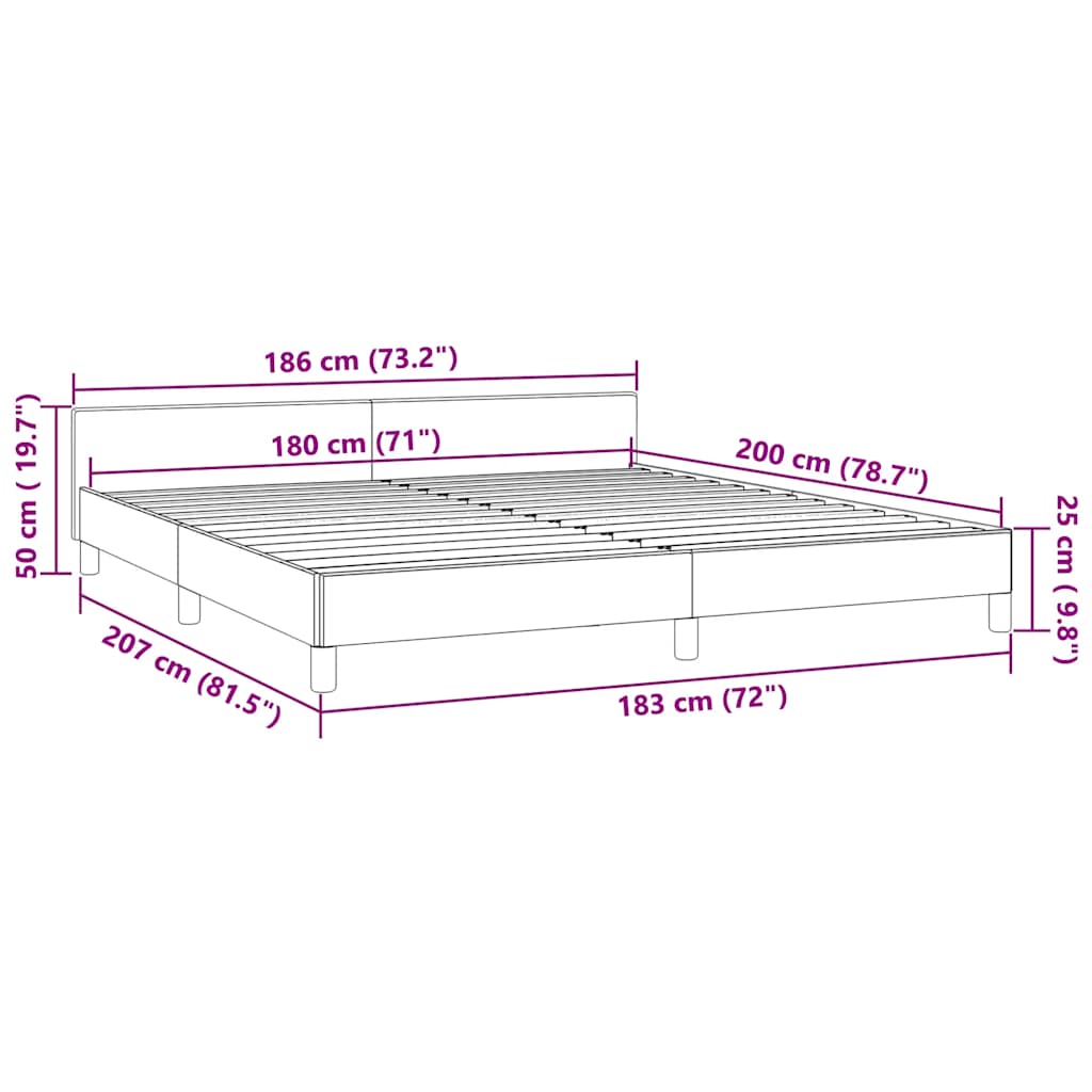 vidaXL Bed Frame without Mattress Dark Grey 180x200cm Super King Fabric