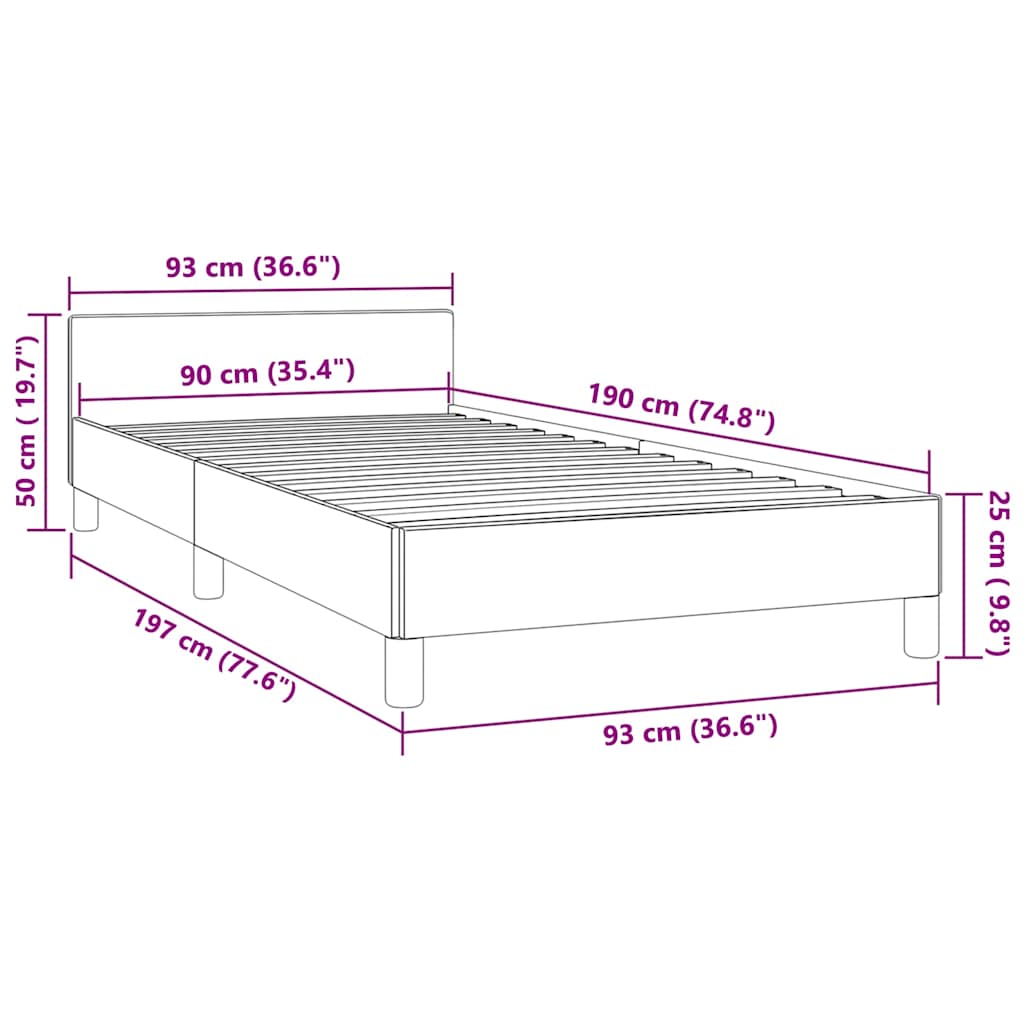 vidaXL Bed Frame without Mattress Black 90x190cm Single Faux Leather