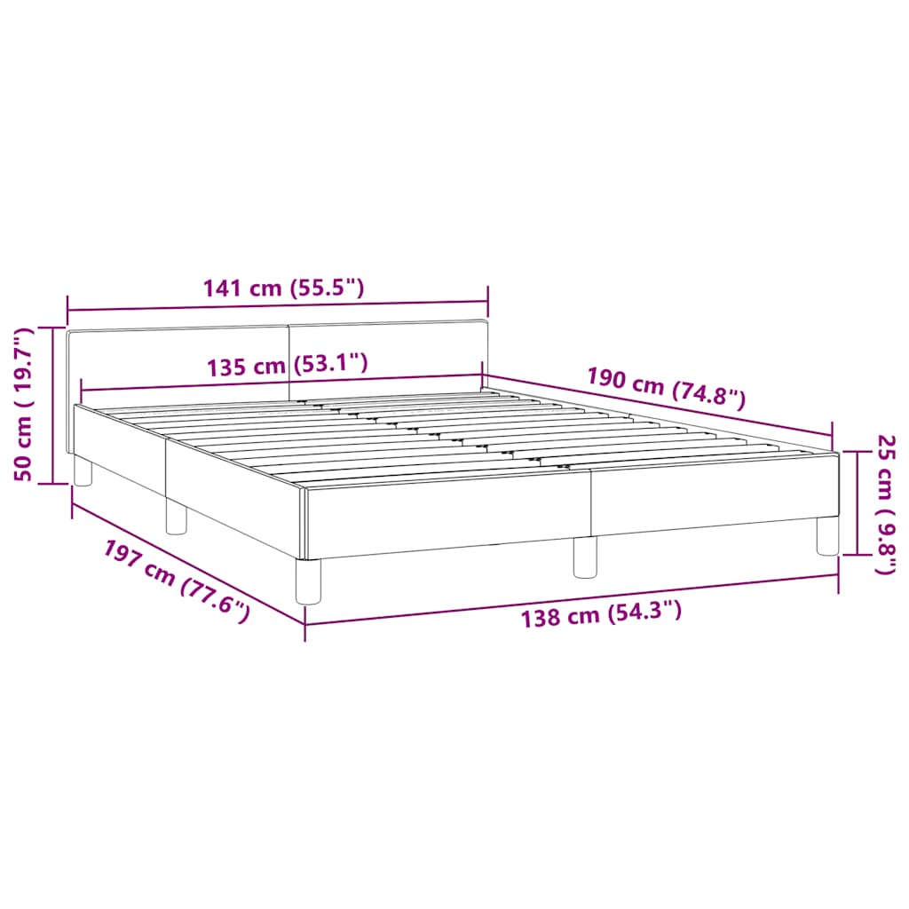 vidaXL Bed Frame without Mattress White 135x190cm Double Faux Leather