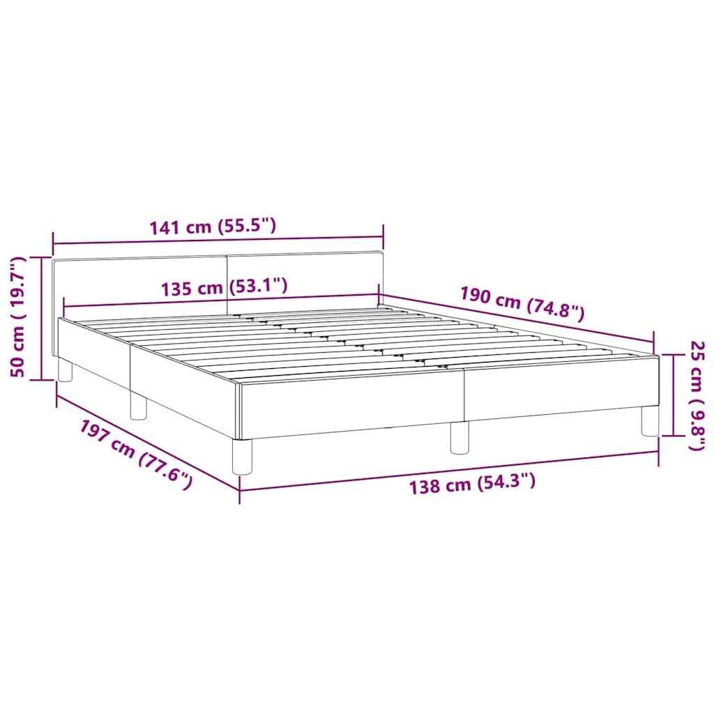 vidaXL Bed Frame without Mattress Light Grey 135x190cm Double Velvet