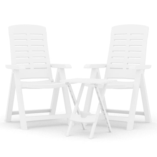 vidaXL 3 Piece Garden Dining Set White Polypropylene