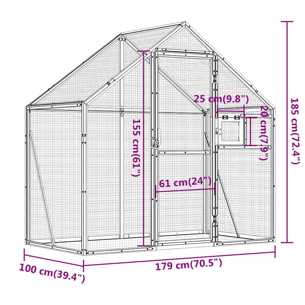 vidaXL Aviary Anthracite 179x100x185 cm Aluminium