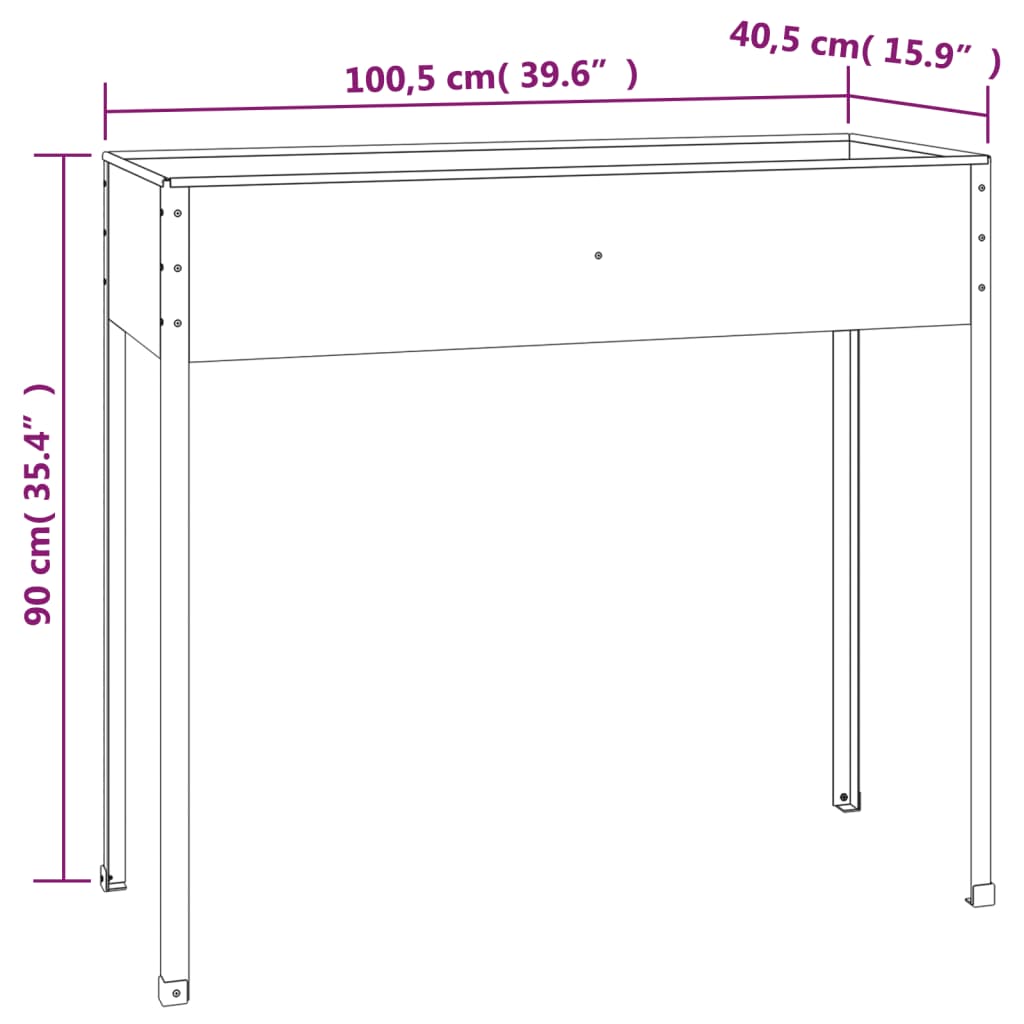 vidaXL Garden Planter Anthracite 100,5x40,5x90 cm Galvanised Steel