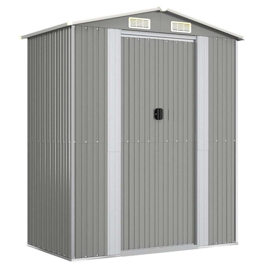 vidaXL Garden Shed Light Grey 192x108x223 cm Galvanised Steel