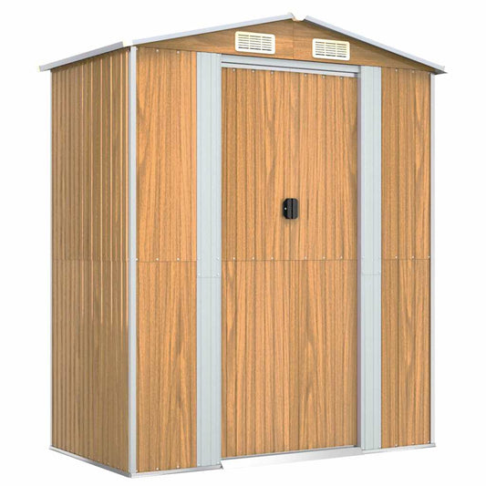 vidaXL Garden Shed Light Brown 192x108x223 cm Galvanised Steel