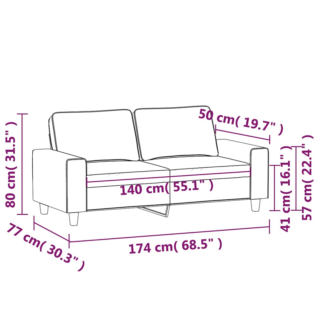 vidaXL 2-Seater Sofa Light Grey 140 cm Microfibre Fabric