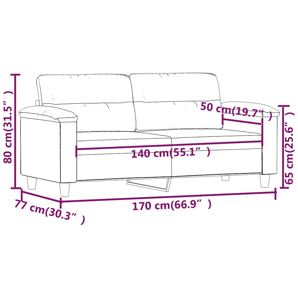 vidaXL 2-Seater Sofa Dark Grey 140 cm Microfibre Fabric