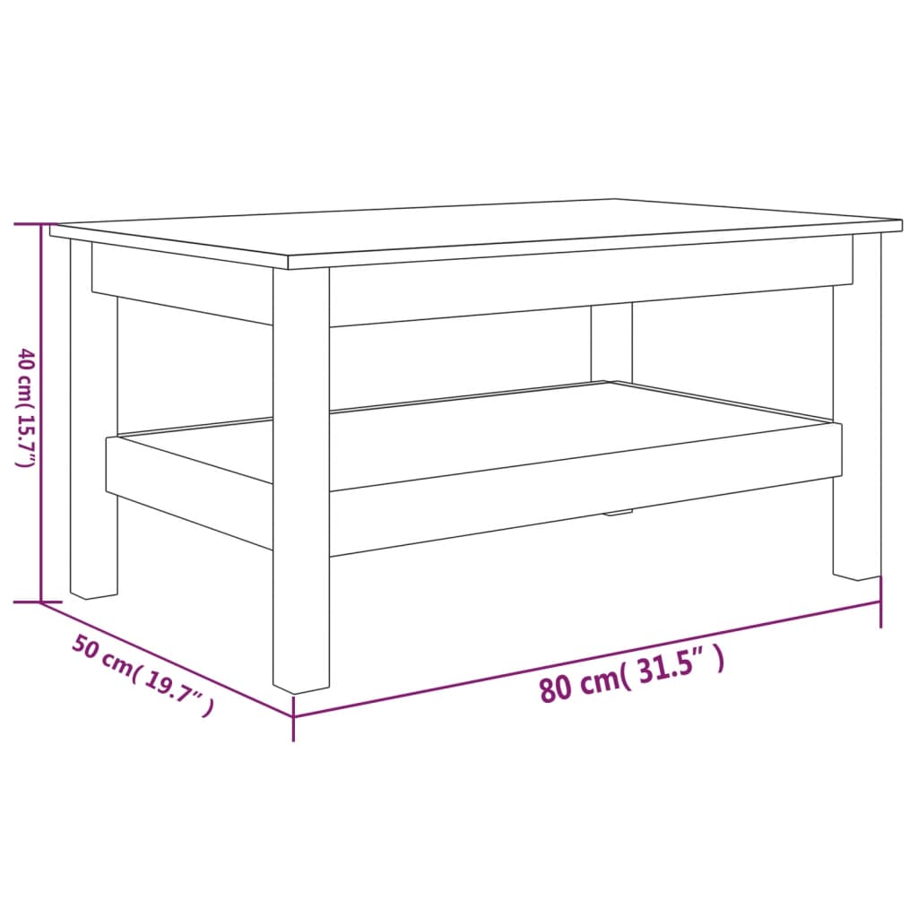vidaXL Coffee Table 80x50x40 cm Solid Wood Pine