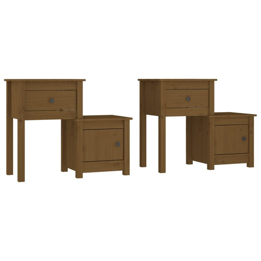 814546 vidaXL Bedside Cabinets 2pcs Honey Brown 79,5x38x65,5cm Solid Wood Pine