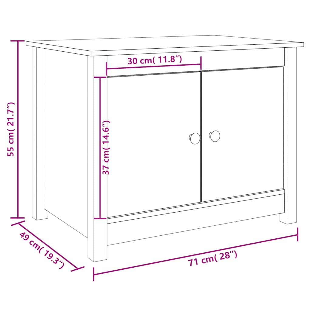 vidaXL Coffee Table Black 71x49x55 cm Solid Wood Pine