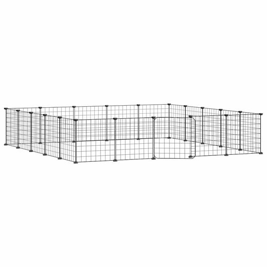 vidaXL 20-Panel Pet Cage with Door Black 35x35 cm Steel