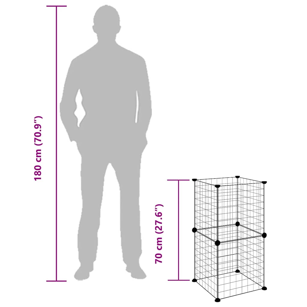 vidaXL 8-Panel Pet Cage Black 35x35x70 cm Steel