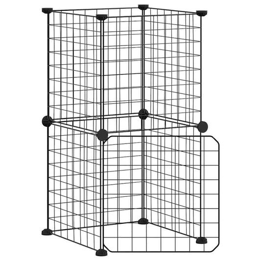vidaXL 8-Panel Pet Cage with Door Black 35x35 cm Steel