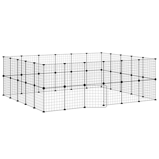 vidaXL 44-Panel Pet Cage with Door Black 210x175x70 cm Steel
