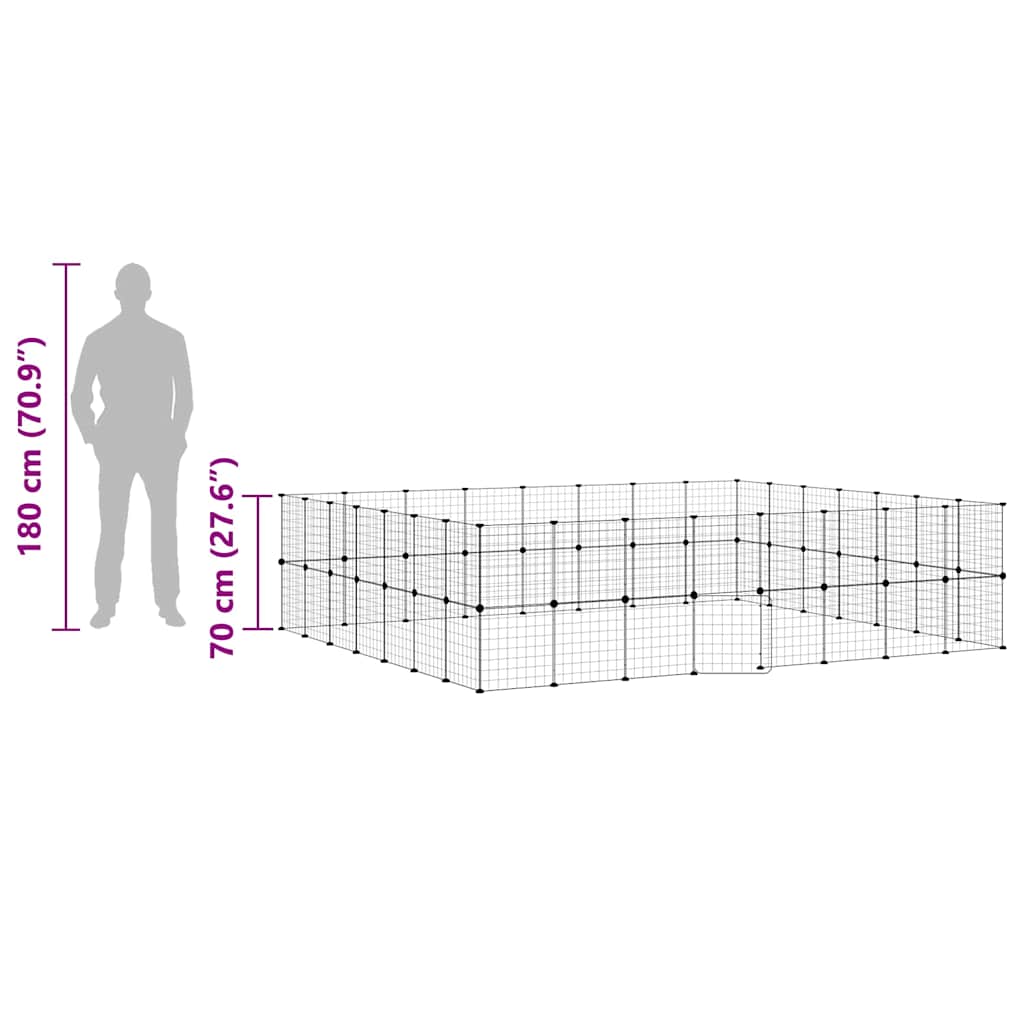 vidaXL 60-Panel Pet Cage with Door Black 280x245x70 cm Steel
