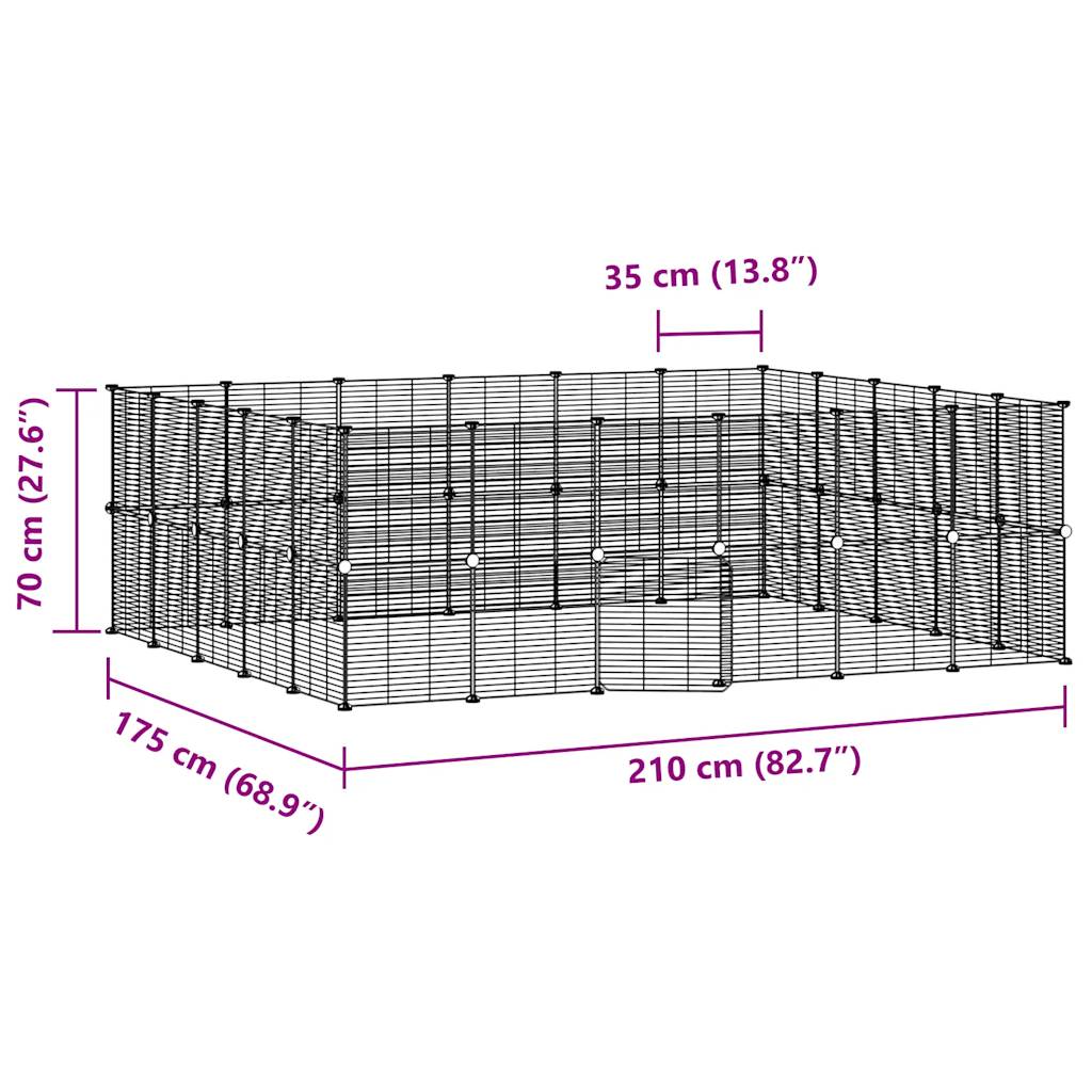 vidaXL 44-Panel Pet Cage with Door Black 35x35 cm Steel