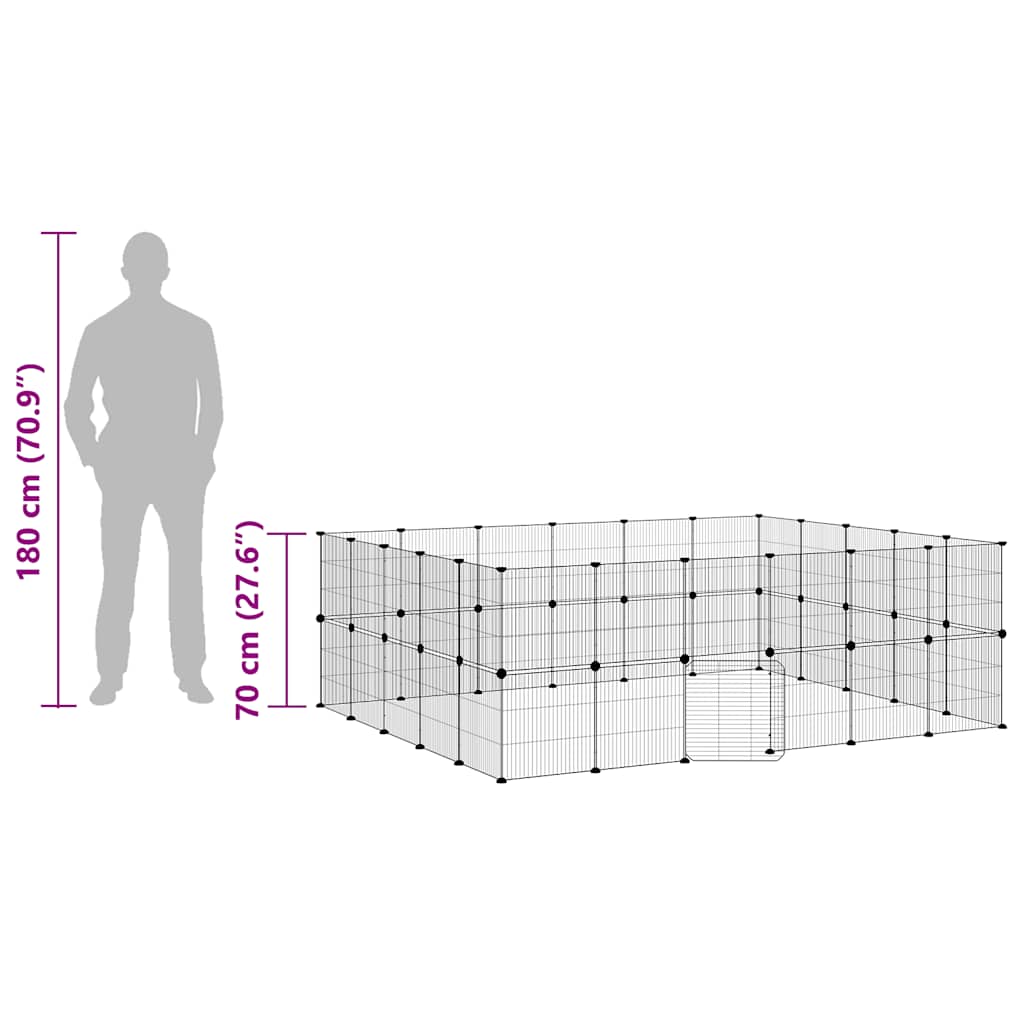 vidaXL 44-Panel Pet Cage with Door Black 210x175x70 cm Steel
