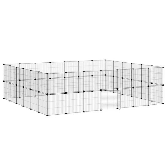 vidaXL Pet Cage | Black | Powder-coated steel | Spacious | Adjustable Armrests