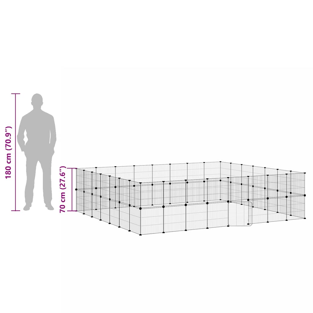 vidaXL 60-Panel Pet Cage with Door Black 280x245x70 cm Steel