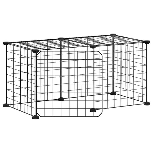 vidaXL 8-Panel Pet Cage with Door Black 35x35 cm Steel
