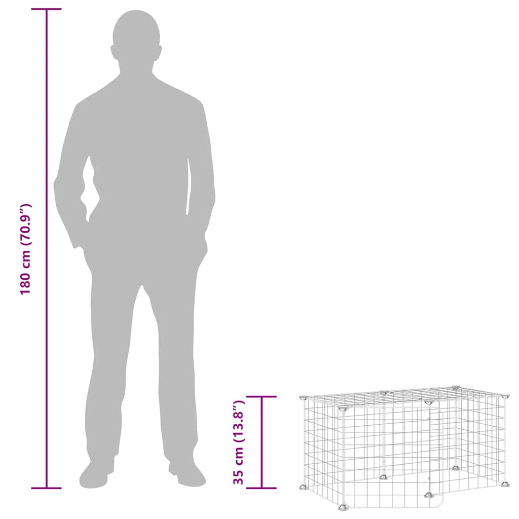 vidaXL 8-Panel Pet Cage with Door Black 70x35x35 cm Steel