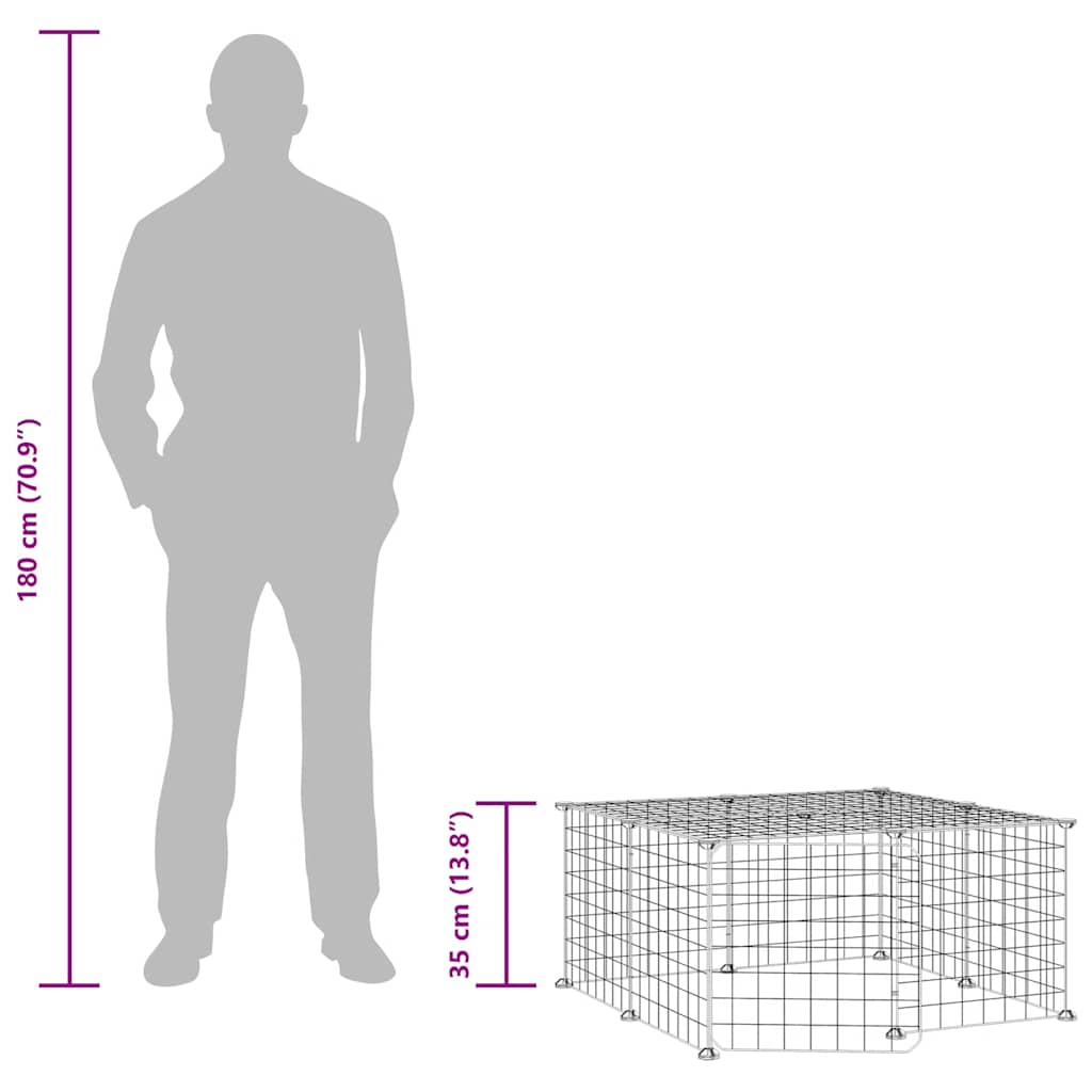 vidaXL 12-Panel Pet Cage with Door Black 70x70x35 cm Steel