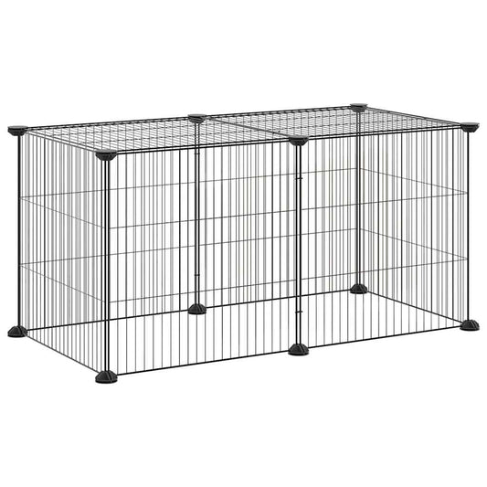 vidaXL Pet Cage | Black | Powder-Coated Steel | Spacious | Expandable | Pet Cage