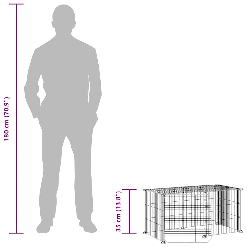 vidaXL 8-Panel Pet Cage with Door Black 70x35x35 cm Steel