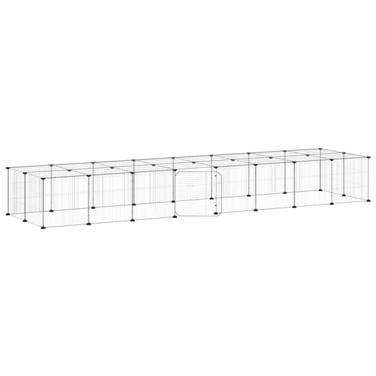 vidaXL 36-Panel Pet Cage with Door Black 280x70x35 cm Steel