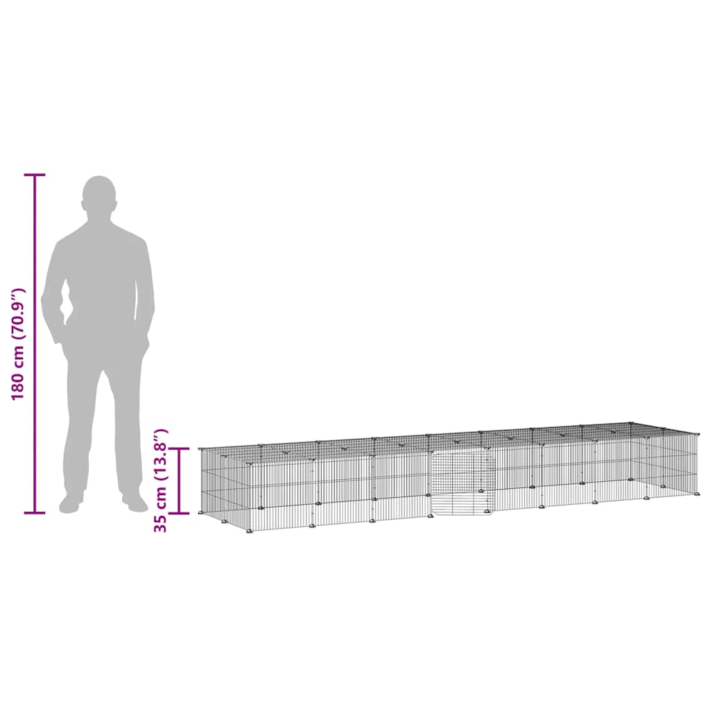 vidaXL 36-Panel Pet Cage with Door Black 280x70x35 cm Steel