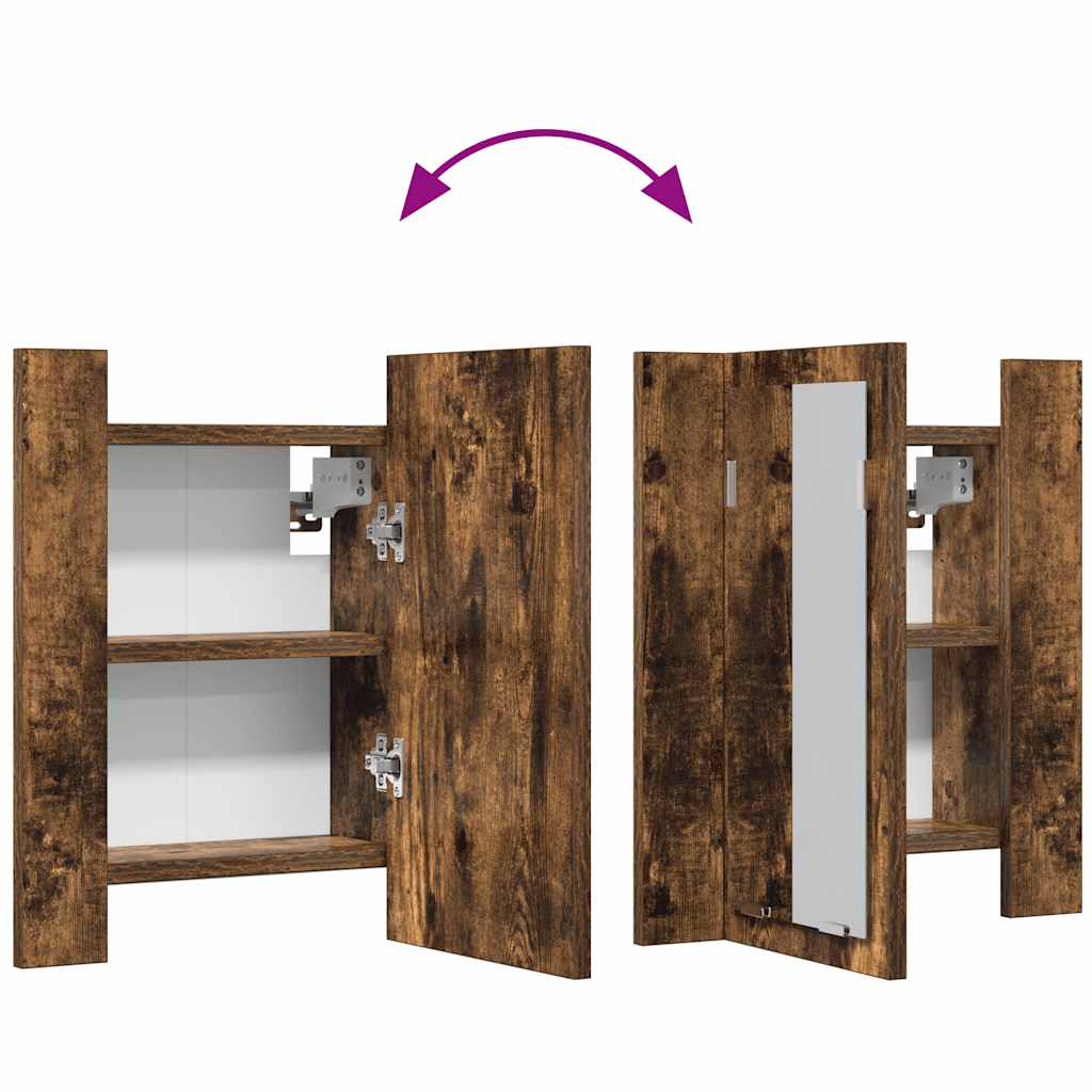 vidaXL LED Bathroom Mirror Cabinet Smoked Oak 40x12x45 cm Engineered Wood