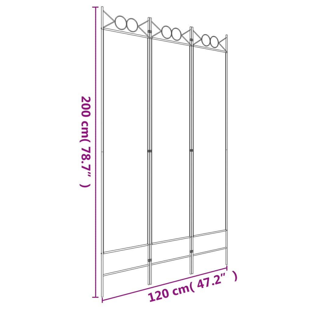 vidaXL 3-Panel Room Divider Anthracite 120x200 cm Fabric