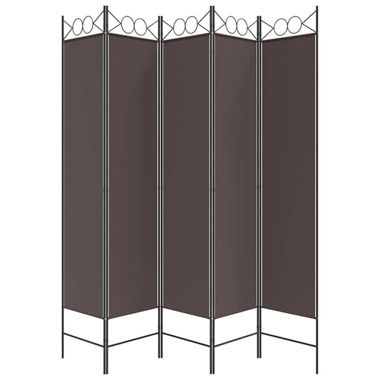 vidaXL 5-Panel Room Divider Brown 200x200 cm Fabric