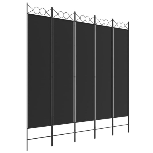 vidaXL 5-Panel Room Divider Black 200x200 cm Fabric